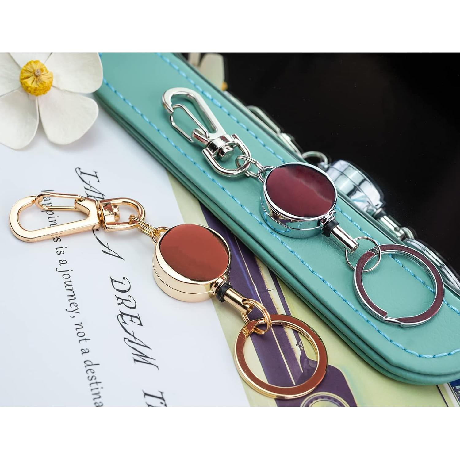 Portatarjetas Retráctil de Metal Bolimoss 3 Piezas Oro