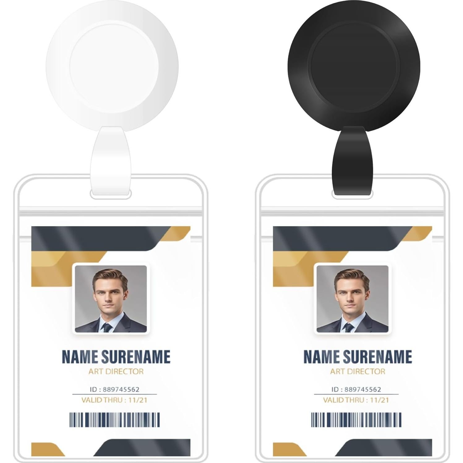 2 Pack Retractable Name Badge Holder Reel with Clip,Badge Reels Retractable for Teachers,Students,Nurse(Black)