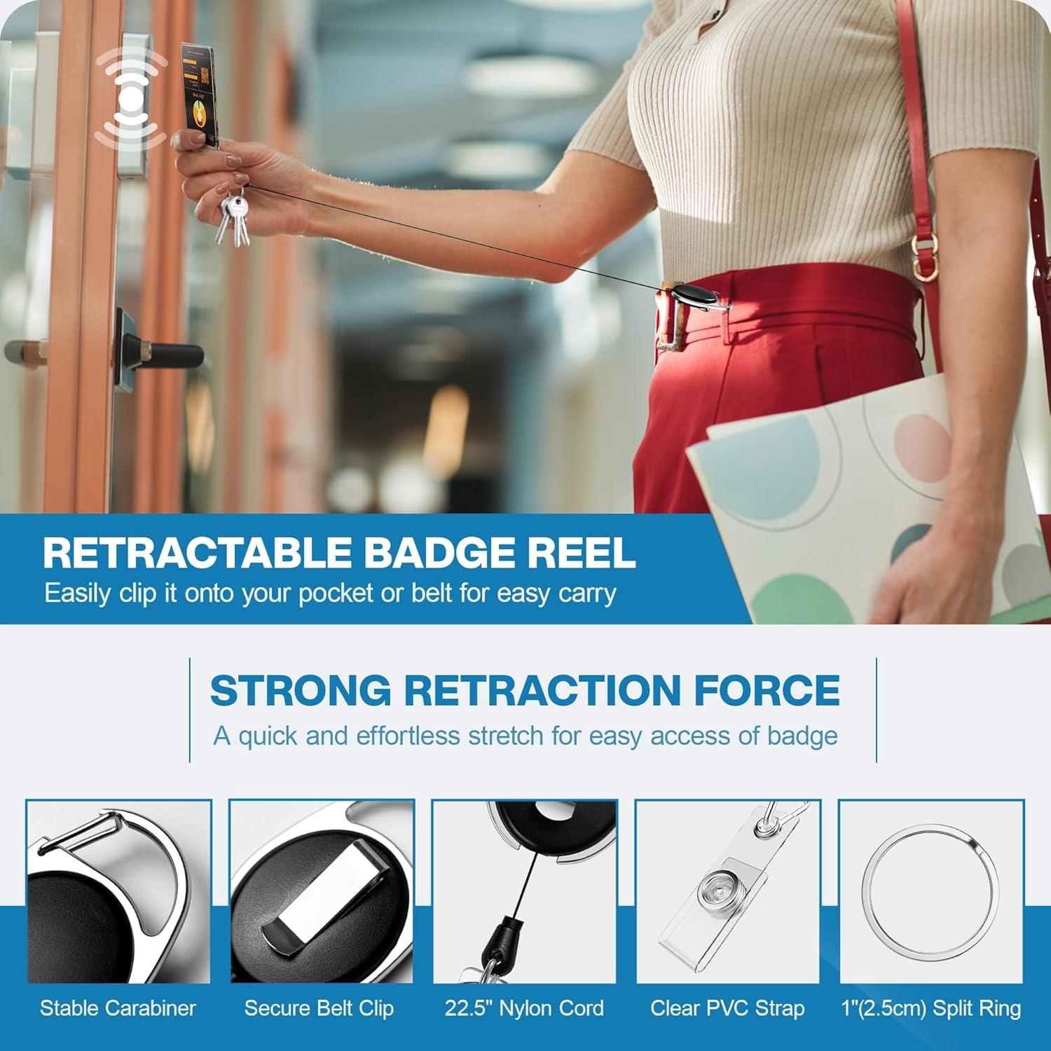 Paquete 6 Piezas Soporte Insignia Retráctil DINALLE Negro