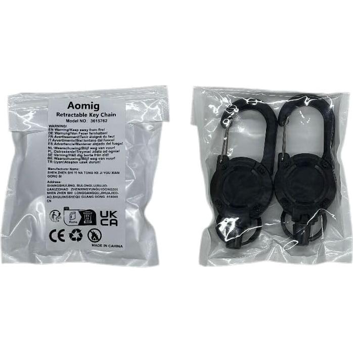 Llavero Retráctil AOMIG 2 Pack con Cable de Acero 60cm