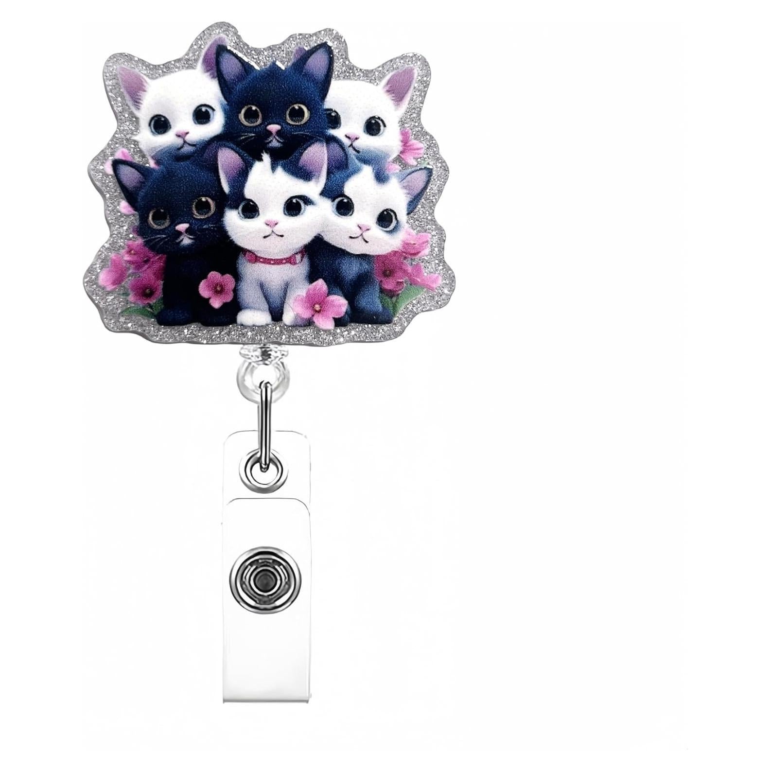 Carrete de Insignia Retráctil OCOUYVD Gato Colorido 4cm