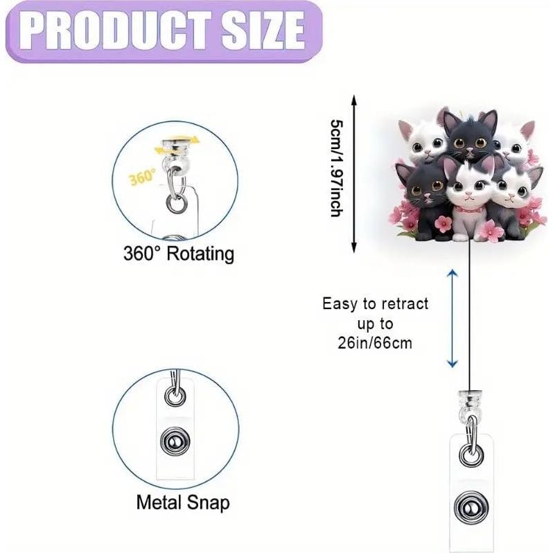 Carrete de Insignia Retráctil OCOUYVD Gato Colorido 4cm