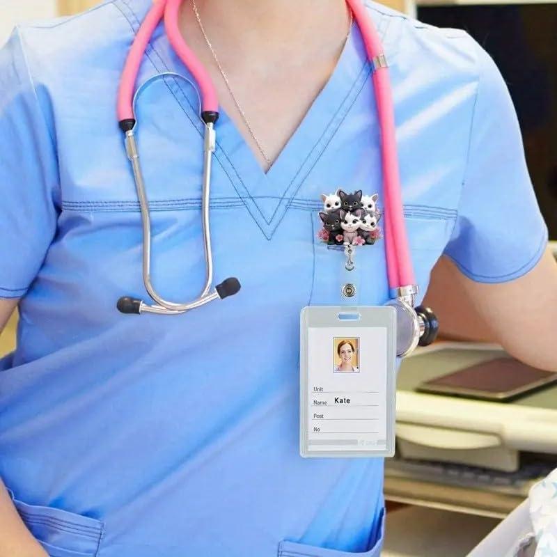 Carrete de Insignia Retráctil OCOUYVD Gato Colorido 4cm