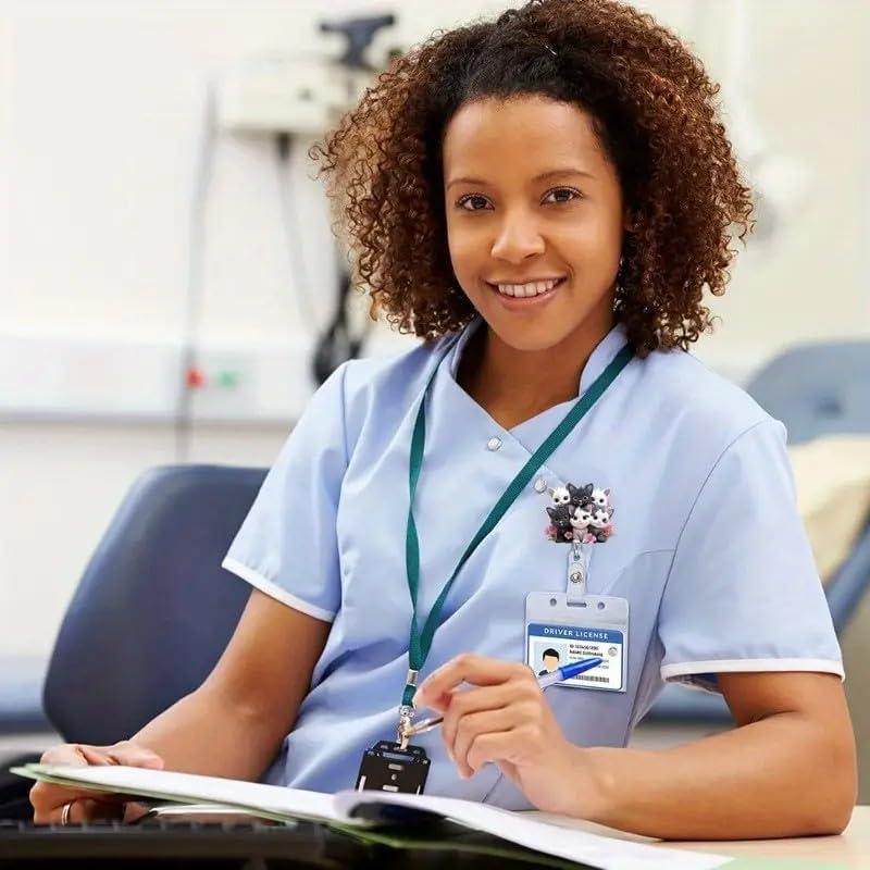 Carrete de Insignia Retráctil OCOUYVD Gato Colorido 4cm