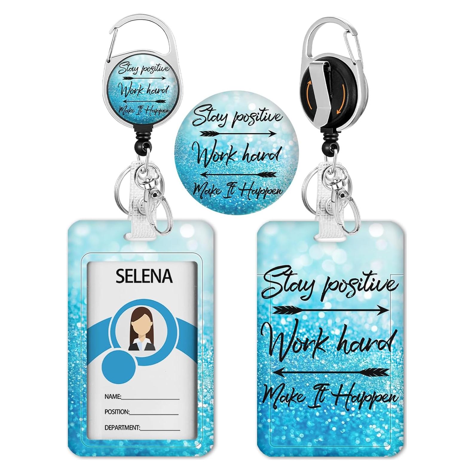 Portatarjetas Retráctil Lebrocoli Azul con Clip y Carabiner