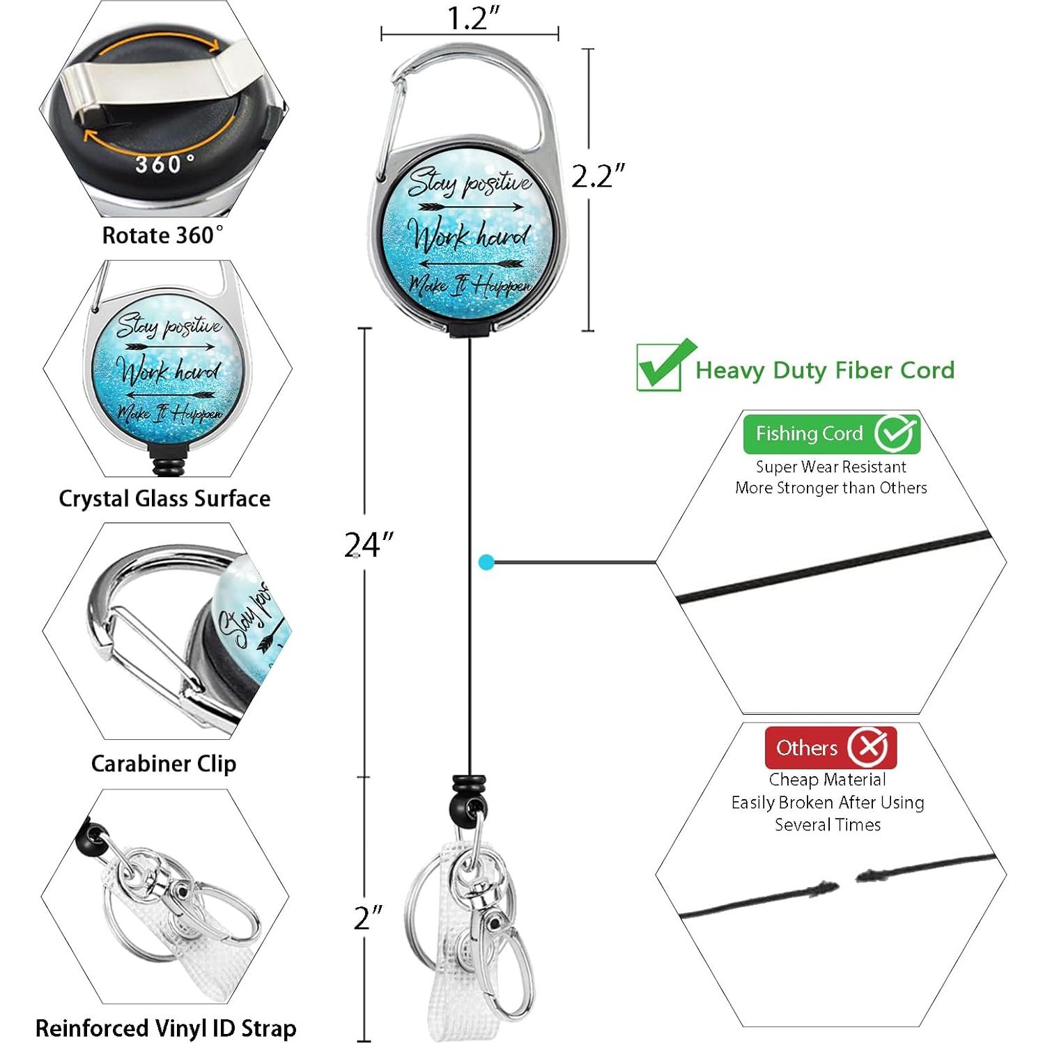 Portatarjetas Retráctil Lebrocoli Azul con Clip y Carabiner