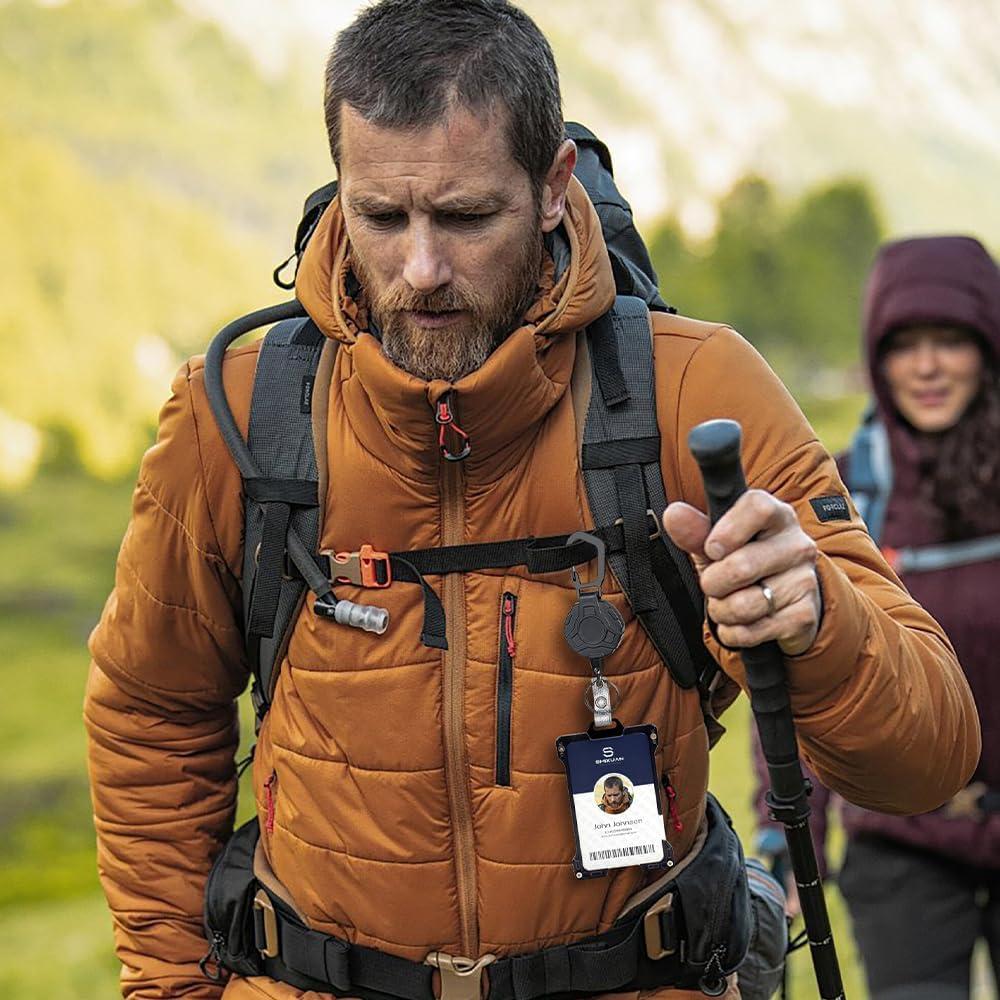 Portatarjetas retráctil SHIXUAN con clip y llavero negro