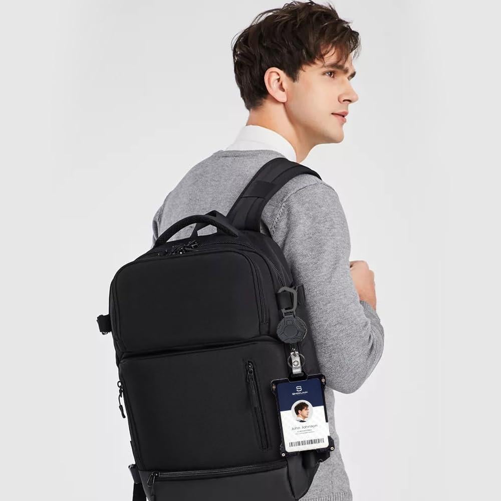 Portatarjetas retráctil SHIXUAN con clip y llavero negro