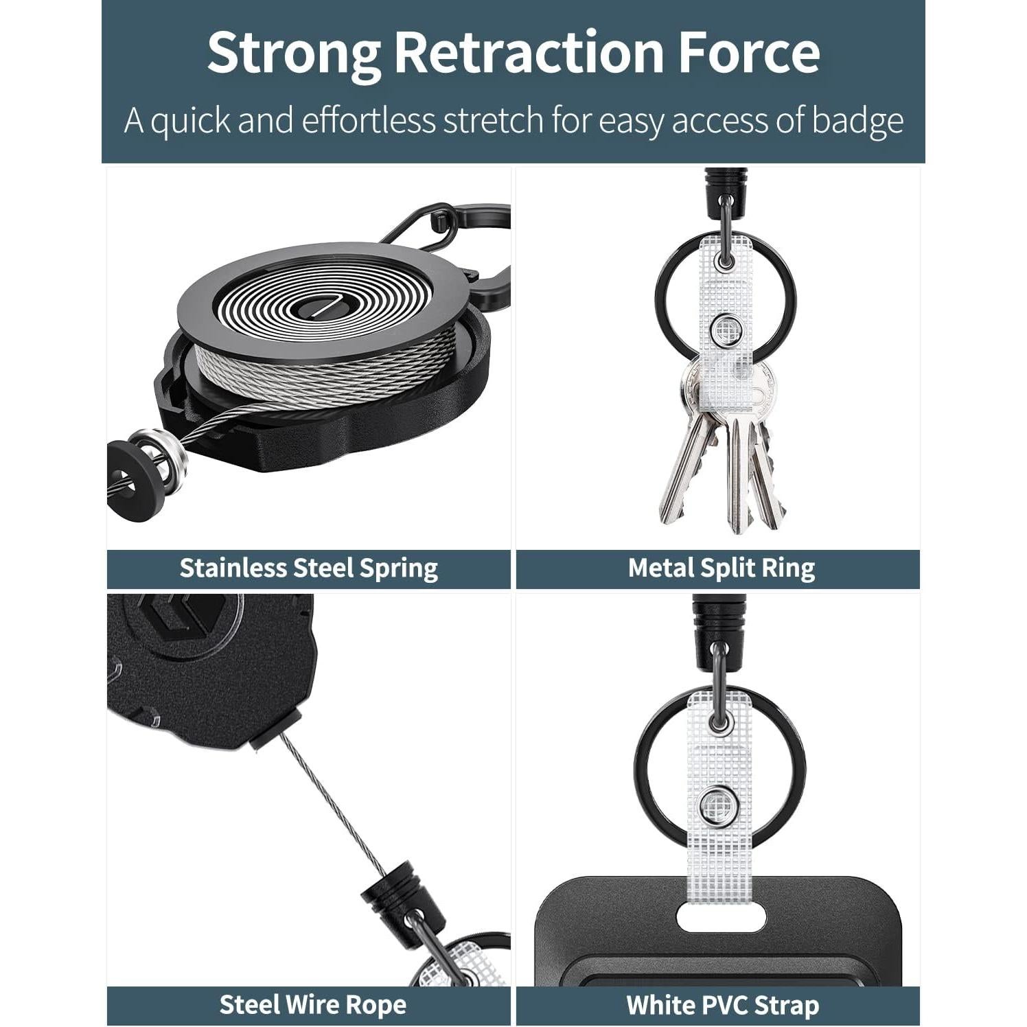 Portatarjetas Deslizable Uniclife 2 Pack con Carrete Retráctil