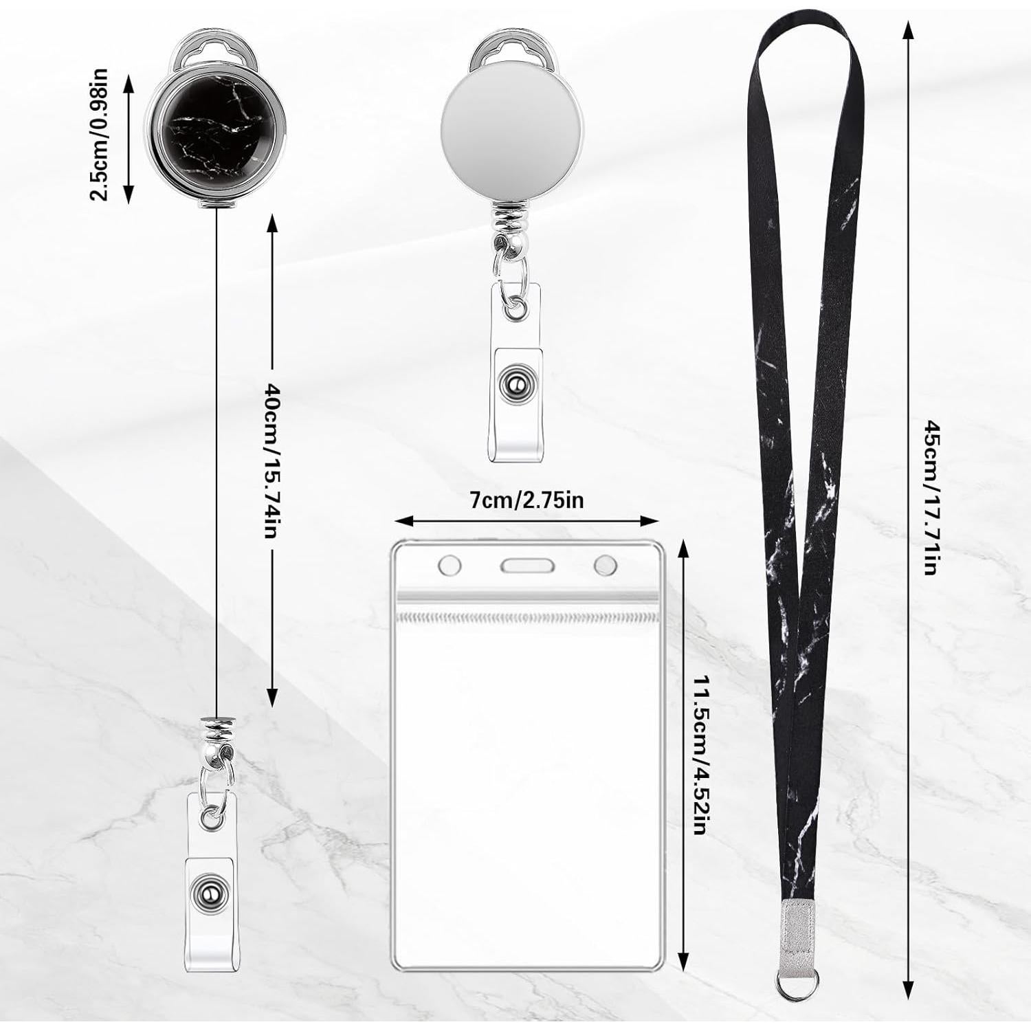 Paquete de 4 Lanyards Prudiut con Reels Retráctiles y Soporte