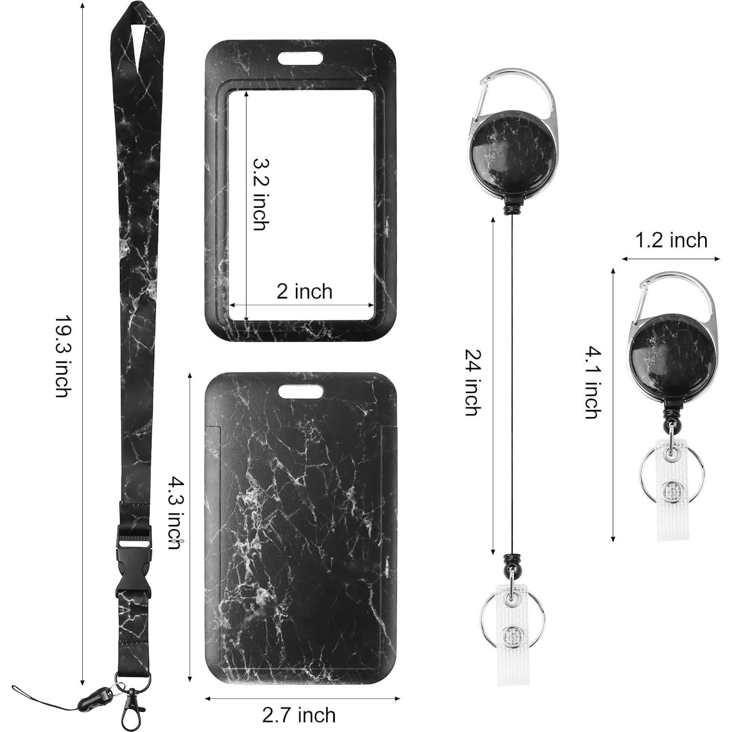 Porta Credenciales Retráctil Eeffzia con Mosquetón Negro