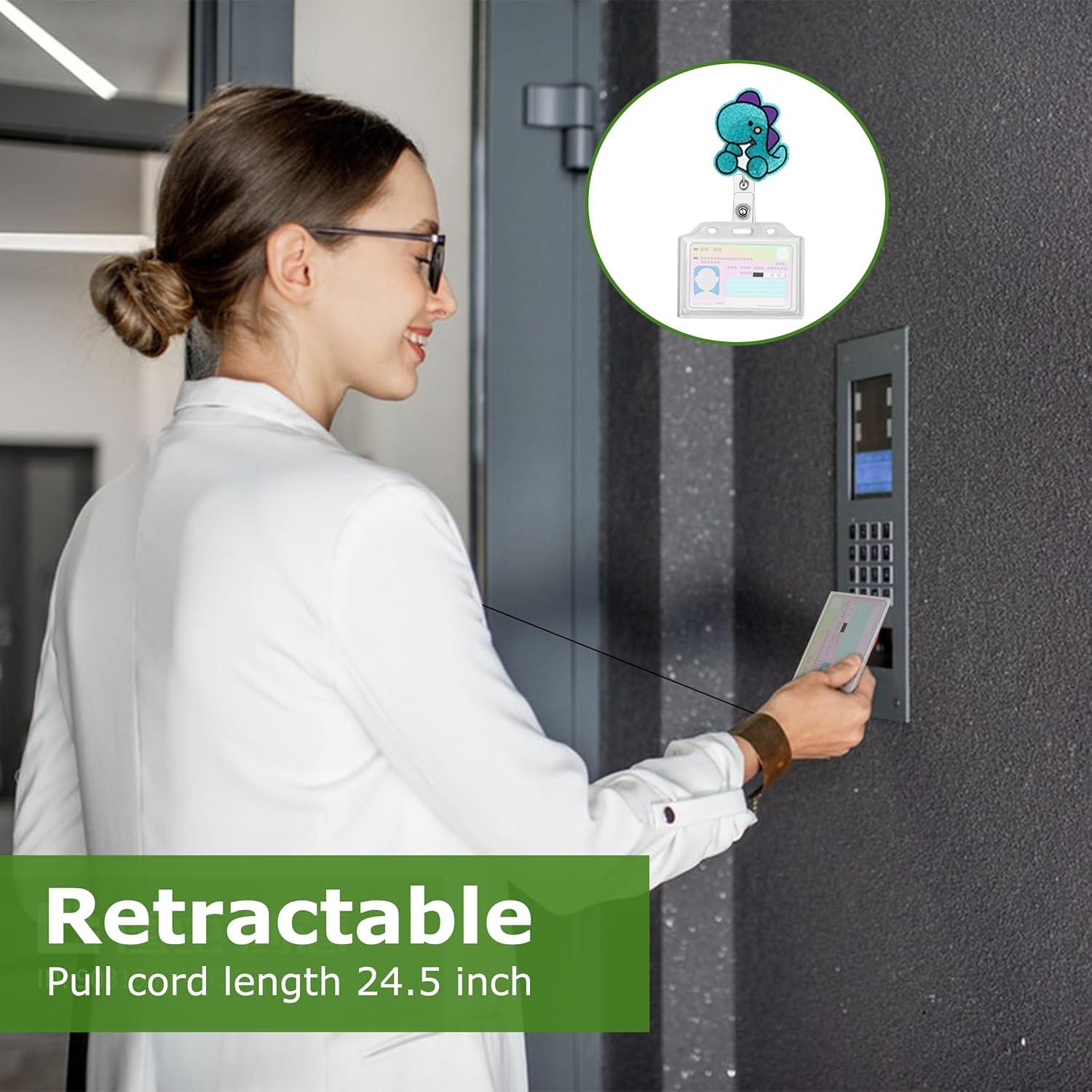 Reel de Insignia Retráctil HLQHXWHZT - Dinosaurio Ctue - 3 Piezas