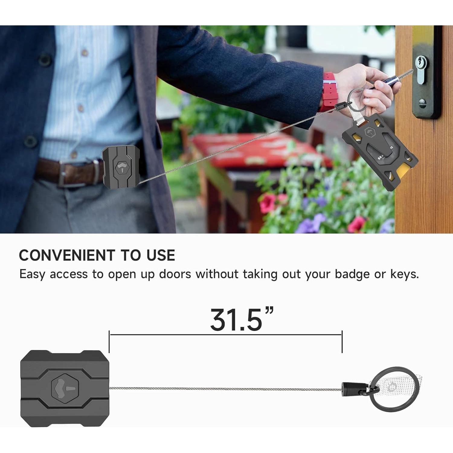 Soporte de Insignia Retráctil VYNCS con Clip de Cinturón 80 cm