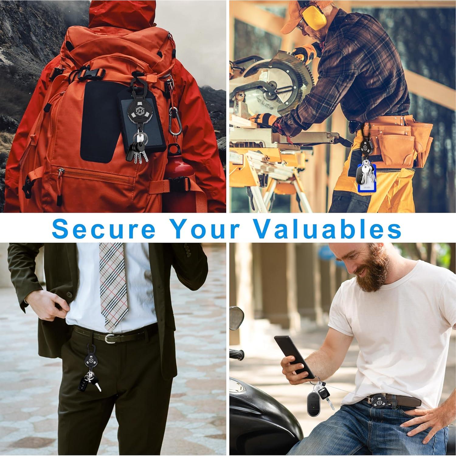 Paquete de 2 llaveros retráctiles Chambom con clip de carabina