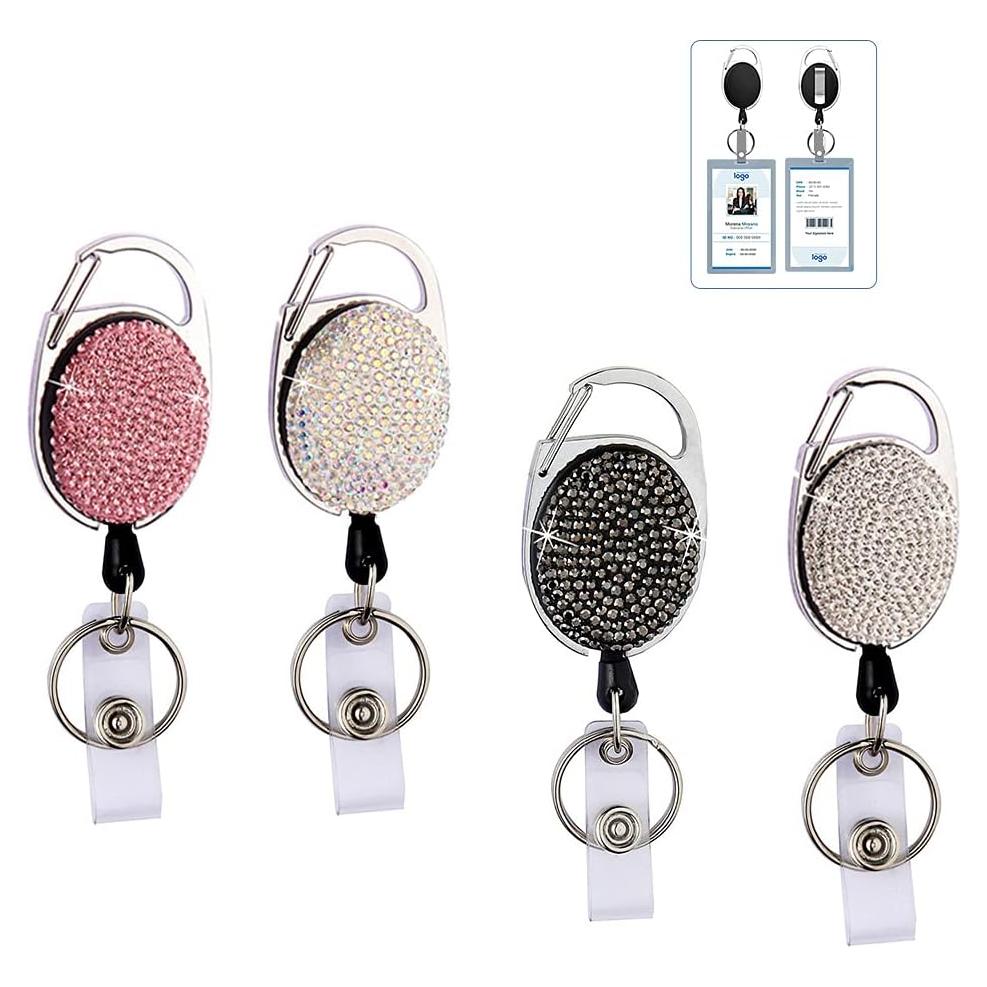 4 Sujetadores de Insignias Retráctiles INTOR con Brillantes