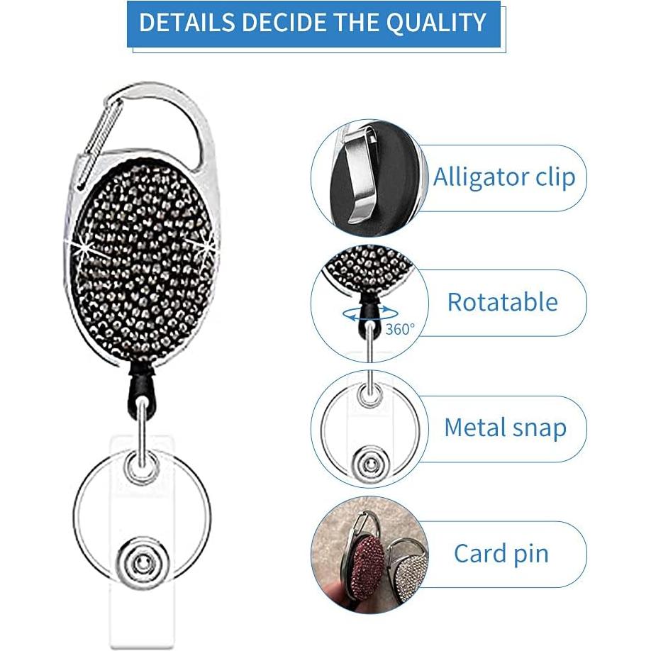 4 Sujetadores de Insignias Retráctiles INTOR con Brillantes