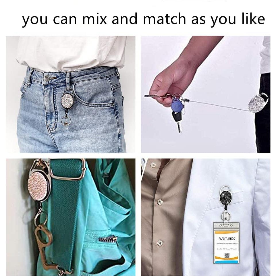 4 Sujetadores de Insignias Retráctiles INTOR con Brillantes