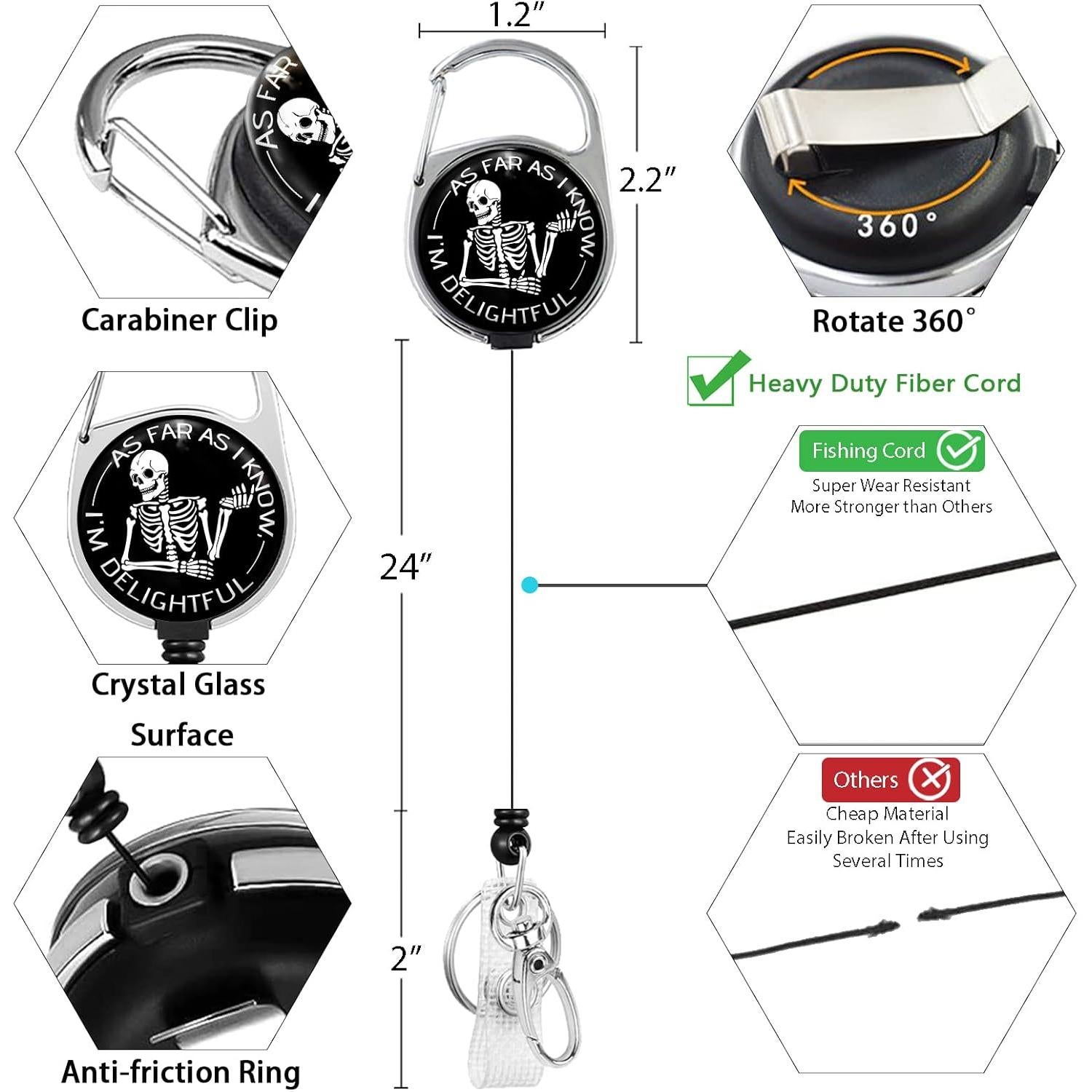 Carrete de Insignia Retráctil Gctriki Calavera 60cm Alta Resistencia