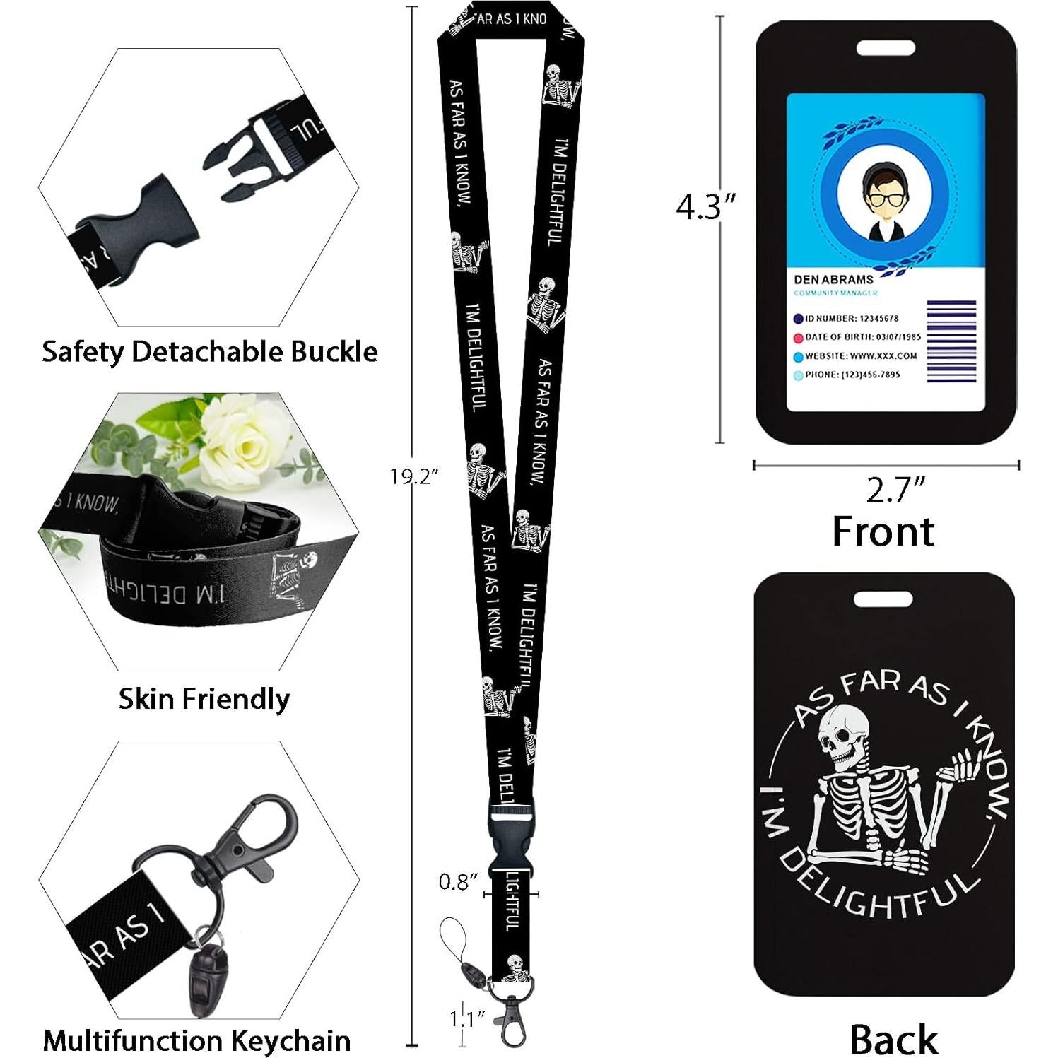Carrete de Insignia Retráctil Gctriki Calavera 60cm Alta Resistencia