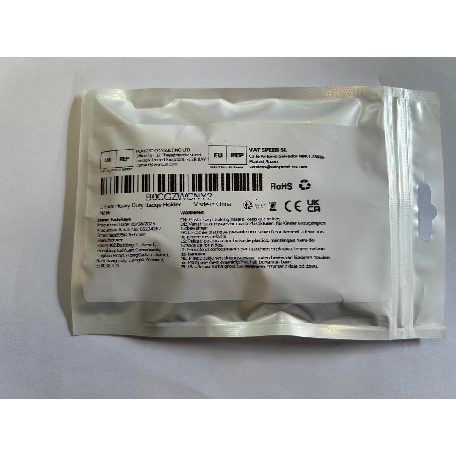 Paquete de 2 Sujetadores de Insignias FadyRaye Metal 10cm