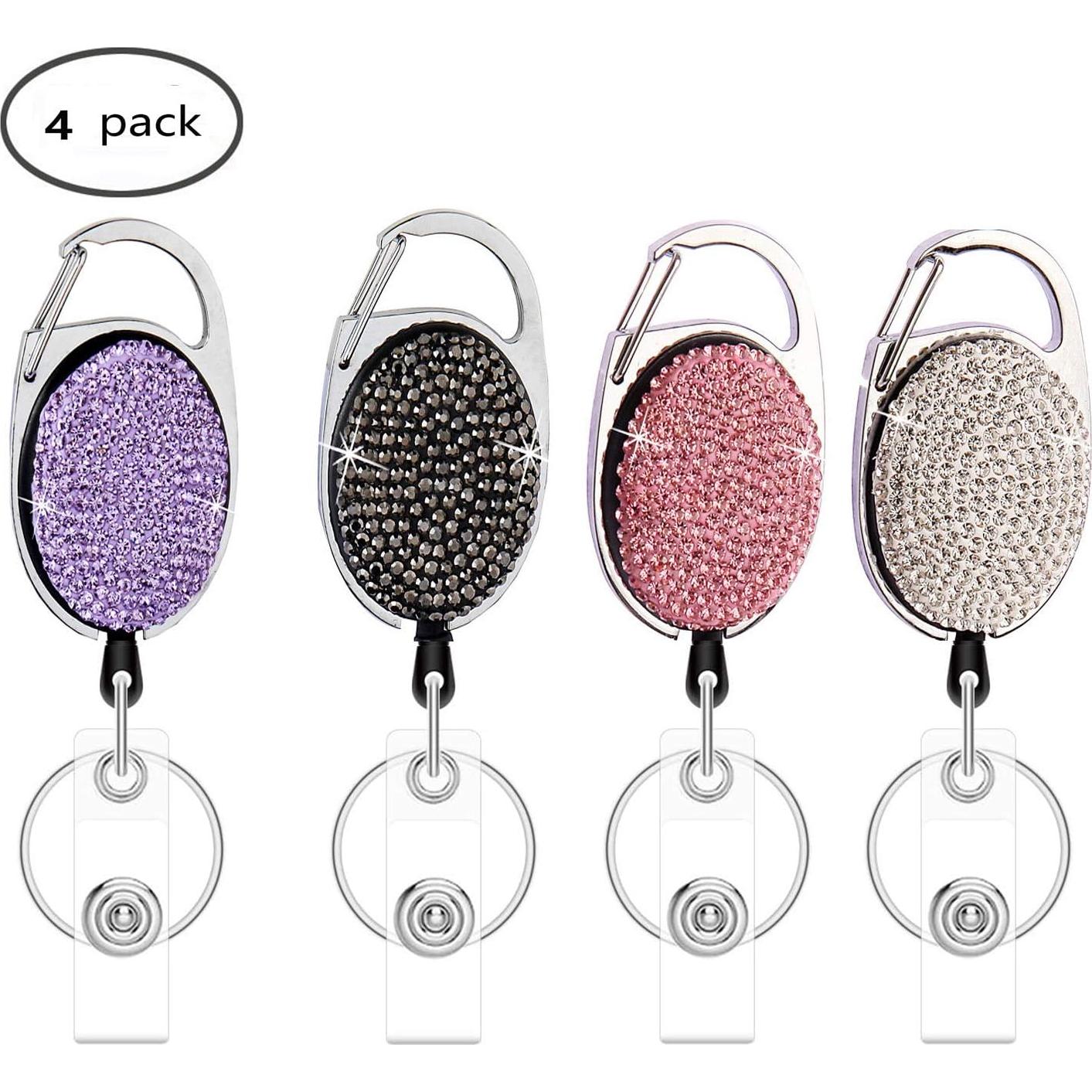 Soportes de Insignias Retráctiles WedFeir - 4 Piezas Brillantes