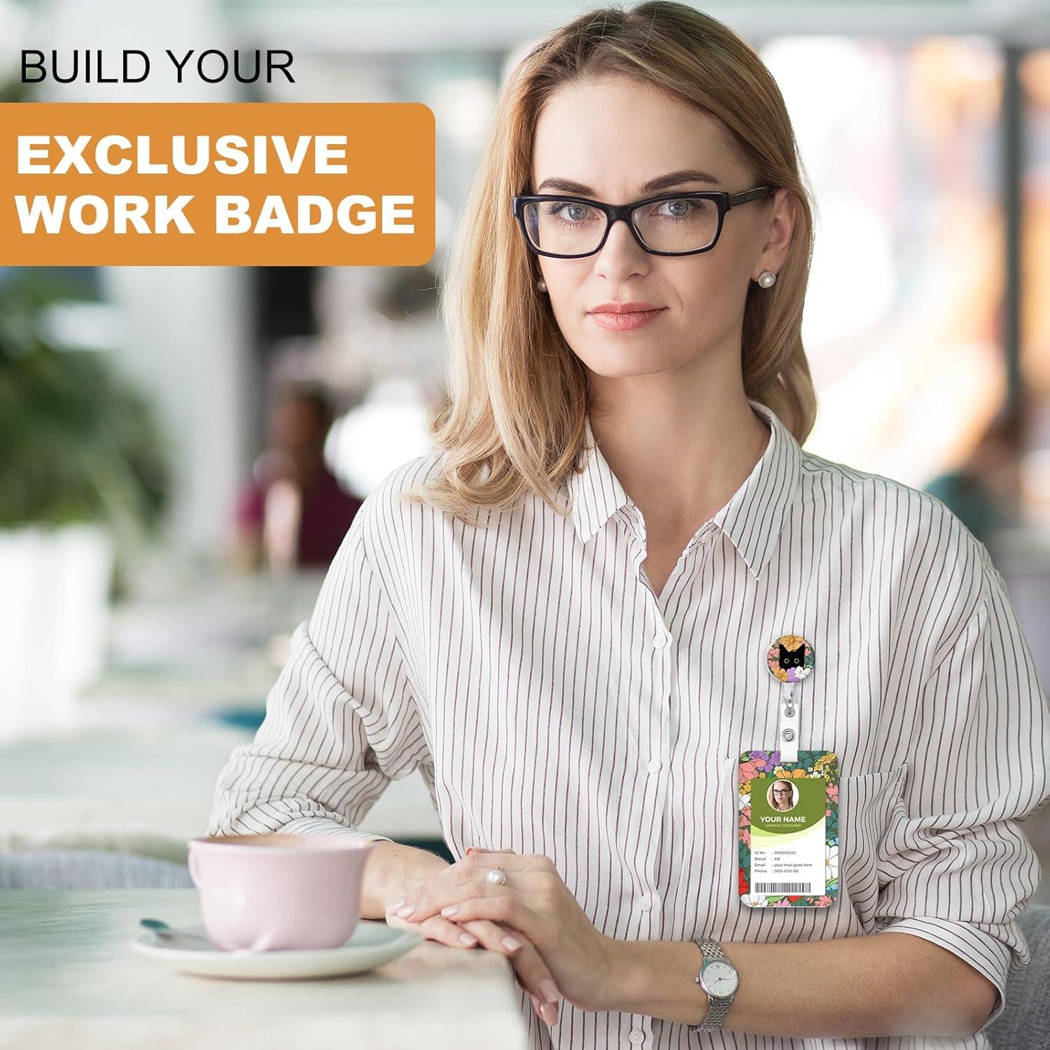 Soporte de Insignia Retráctil Bclelct 3Pcs Gato Flores