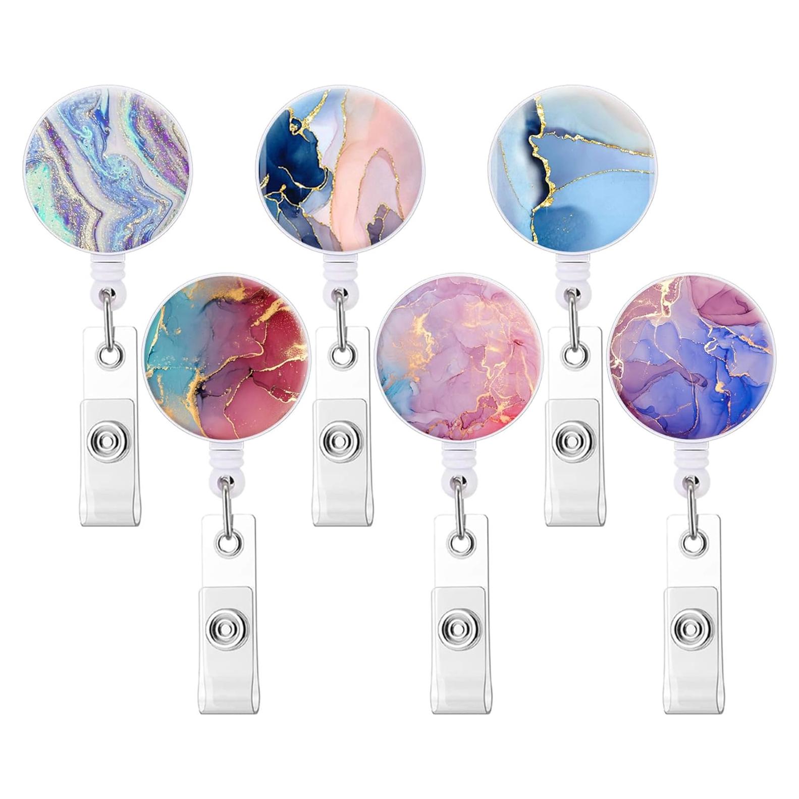 6 Sujetadores de Insignias Retráctiles YISHIYOUNI Patrón Mixto