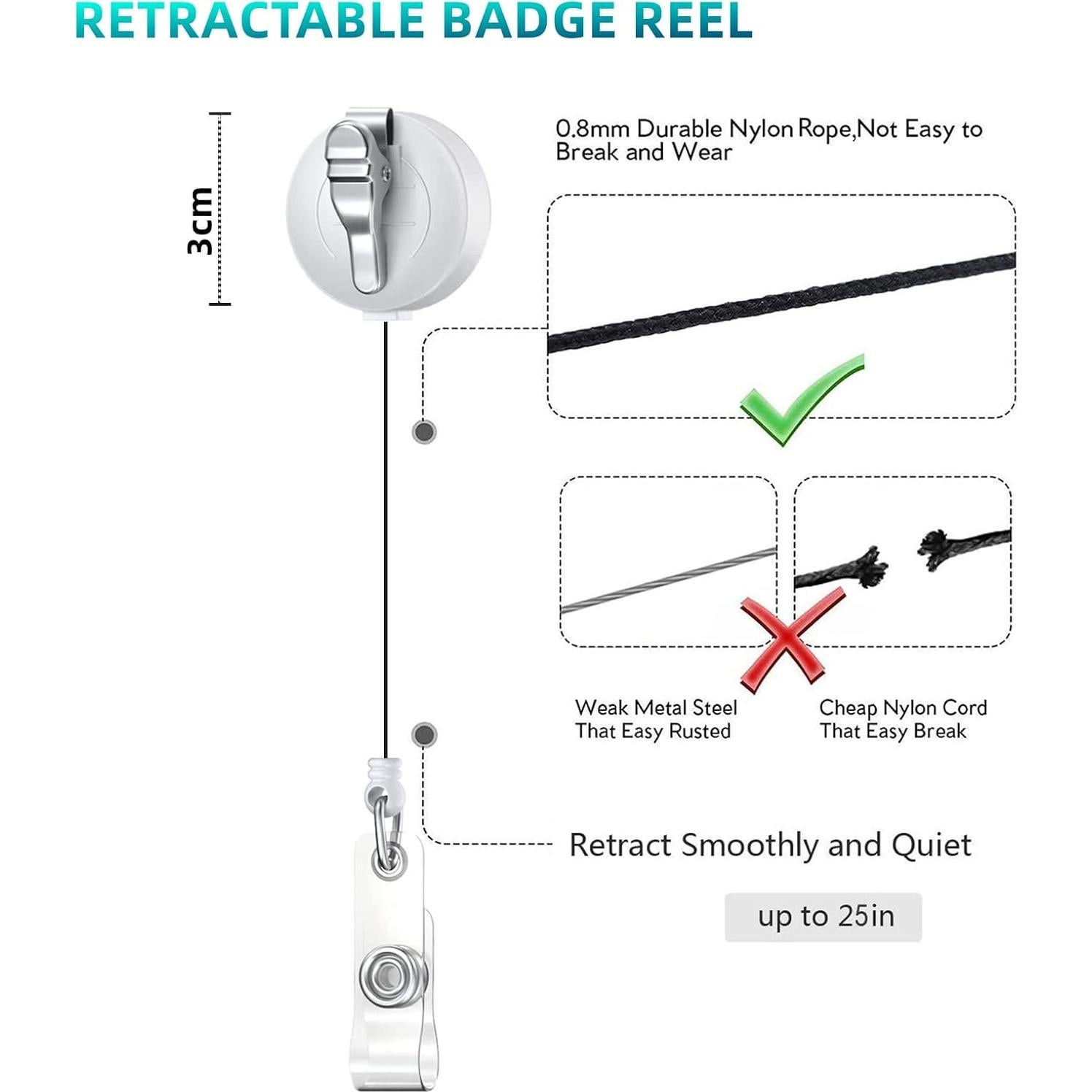 Porta Credencial Retráctil Yecitona con Clip Cocodrilo Cristal