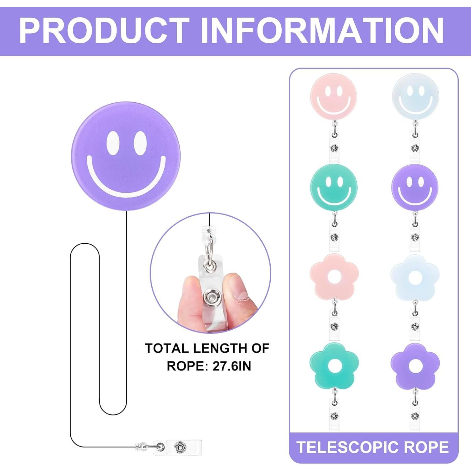 Portadores de Insignia Retráctiles Whaline 8 Piezas Floral
