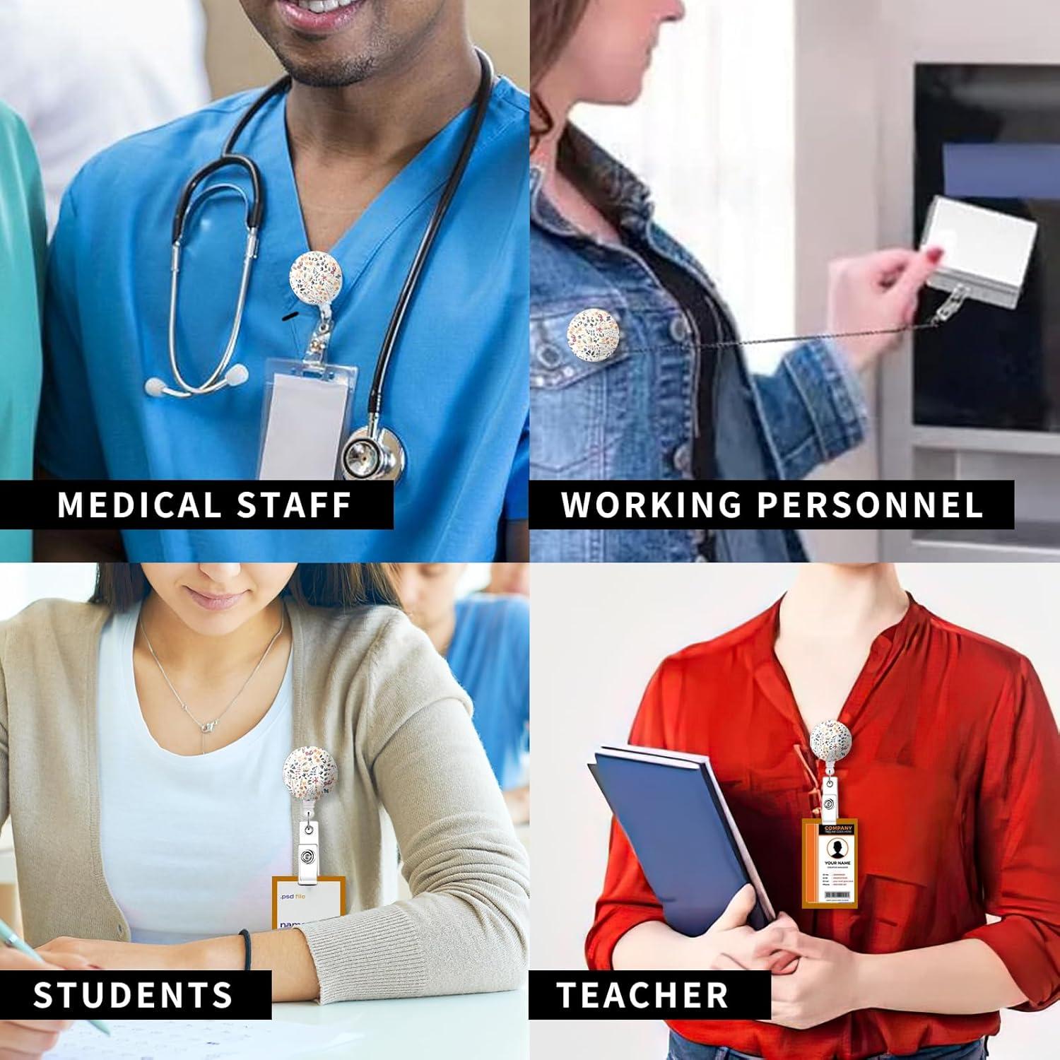 Paquete de 2 Portabolsas Retráctiles Quohet - Flores Acuareladas