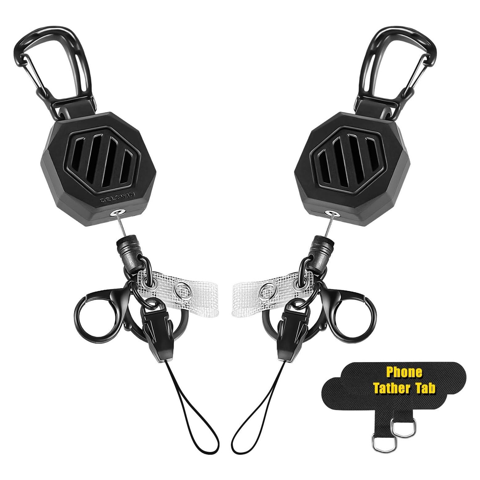Llavero Retráctil DELSWIN con Clip y Cuerdas para Teléfonos - 2 Piezas