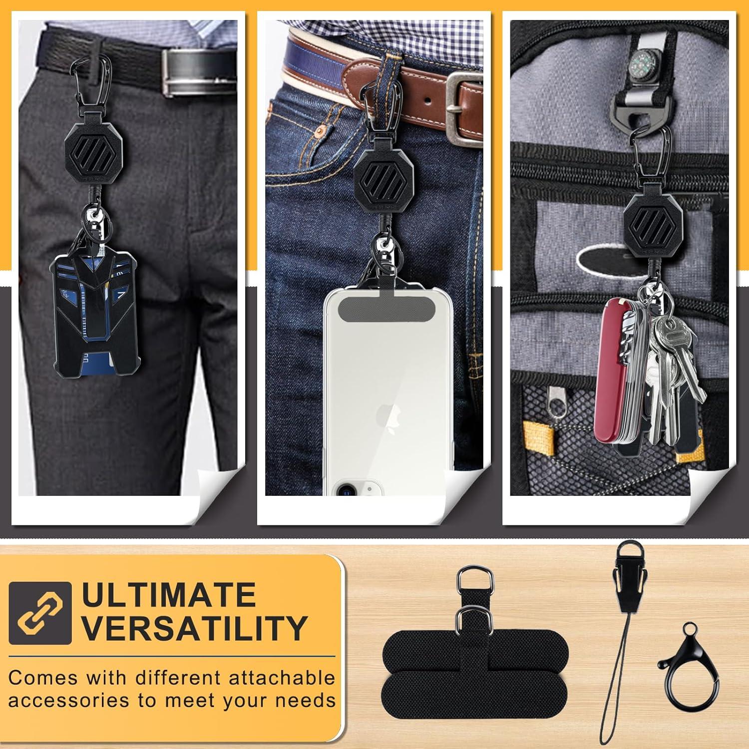 Llavero Retráctil DELSWIN con Clip y Cuerdas para Teléfonos - 2 Piezas