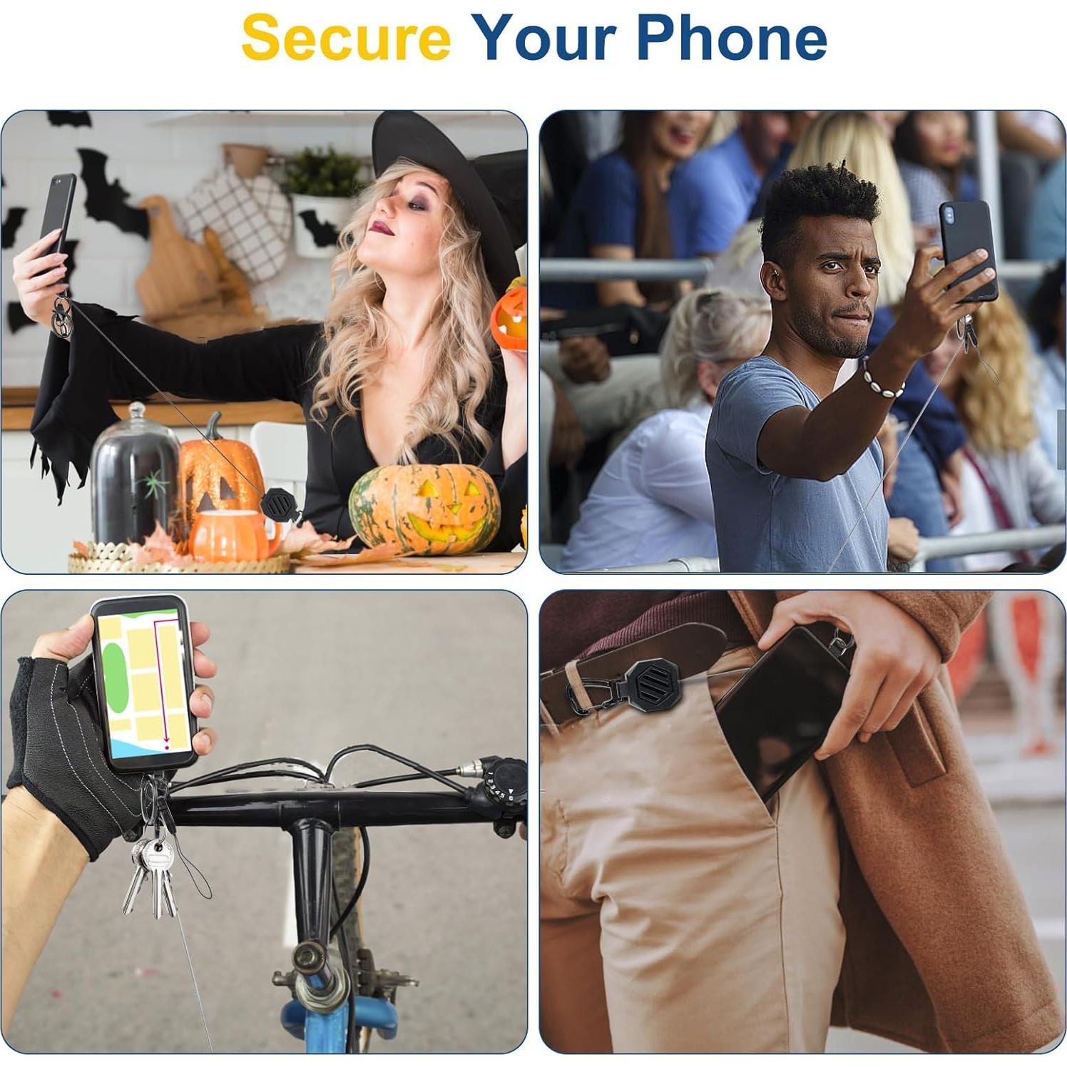 Llavero Retráctil DELSWIN con Clip y Cuerdas para Teléfonos - 2 Piezas