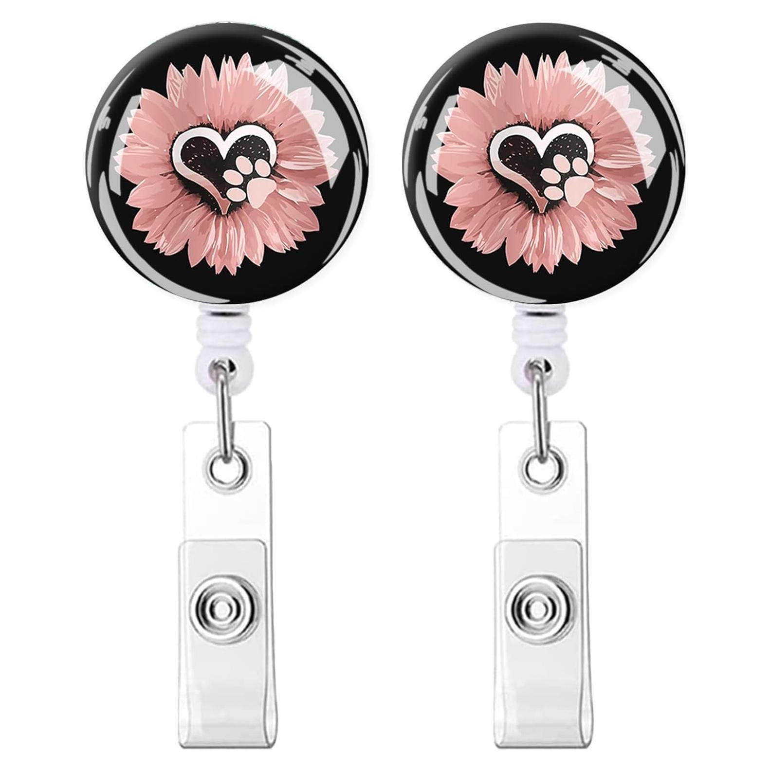 IAMRAVER Sujetadores de Insignias Retráctiles 2 Pack Girasol