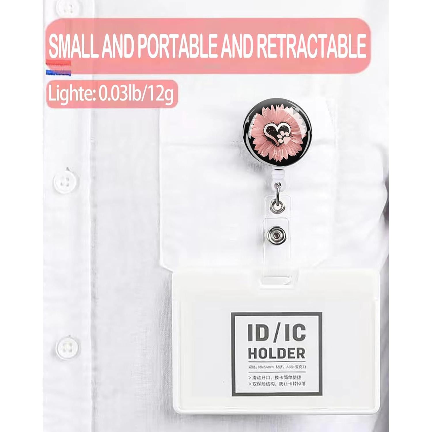 IAMRAVER Sujetadores de Insignias Retráctiles 2 Pack Girasol