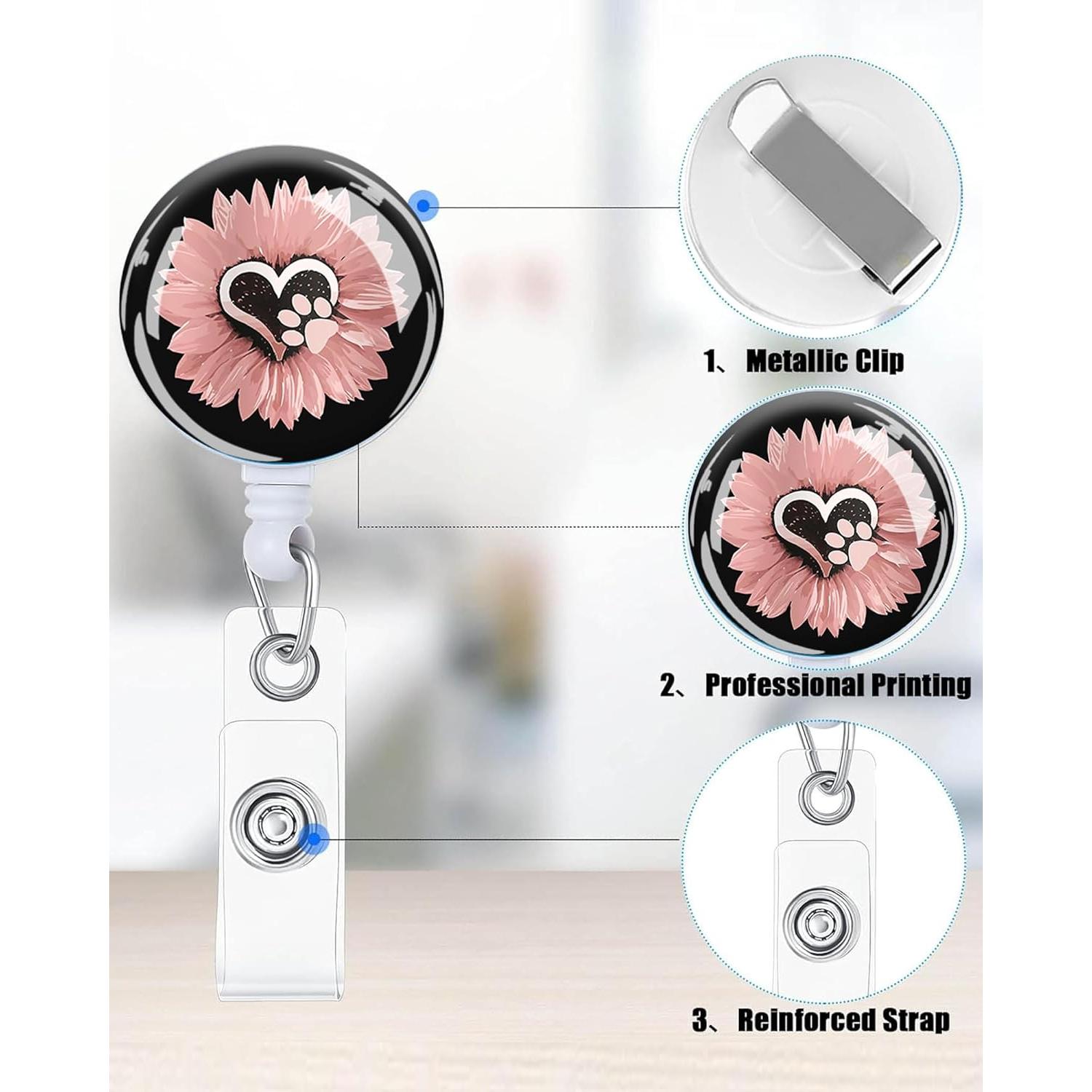 IAMRAVER Sujetadores de Insignias Retráctiles 2 Pack Girasol