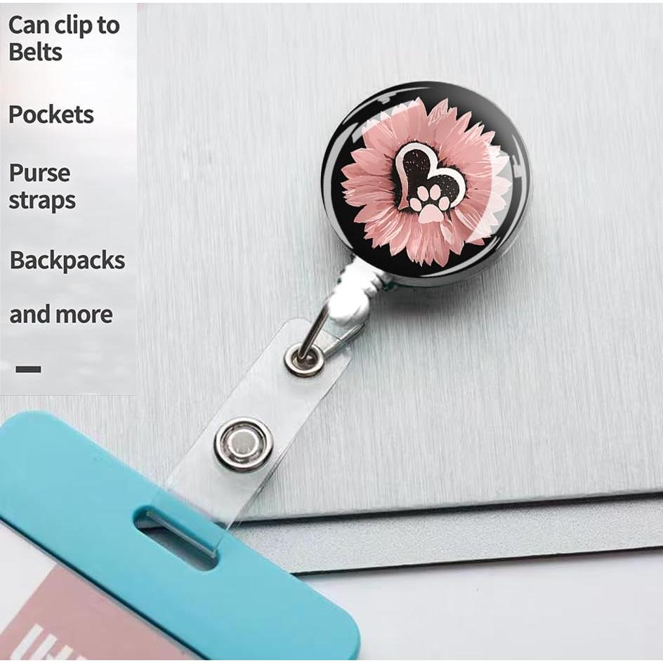 IAMRAVER Sujetadores de Insignias Retráctiles 2 Pack Girasol