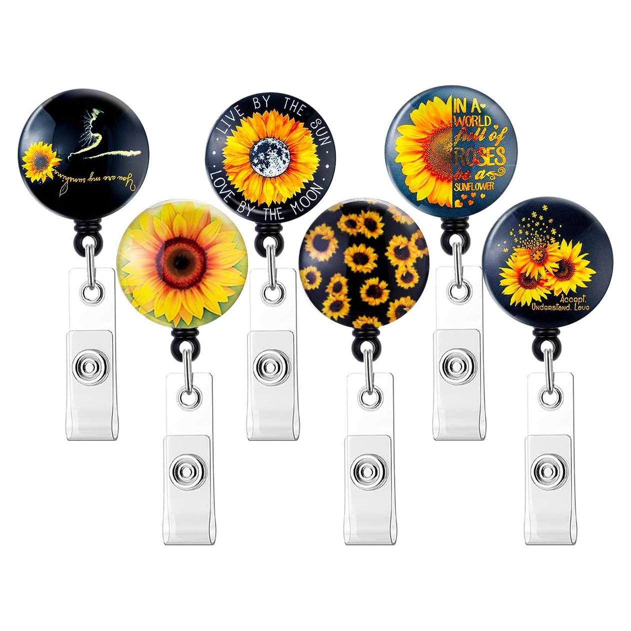 Portatarjetas Retráctiles Girasol WoEluone - 6 Pcs 60cm