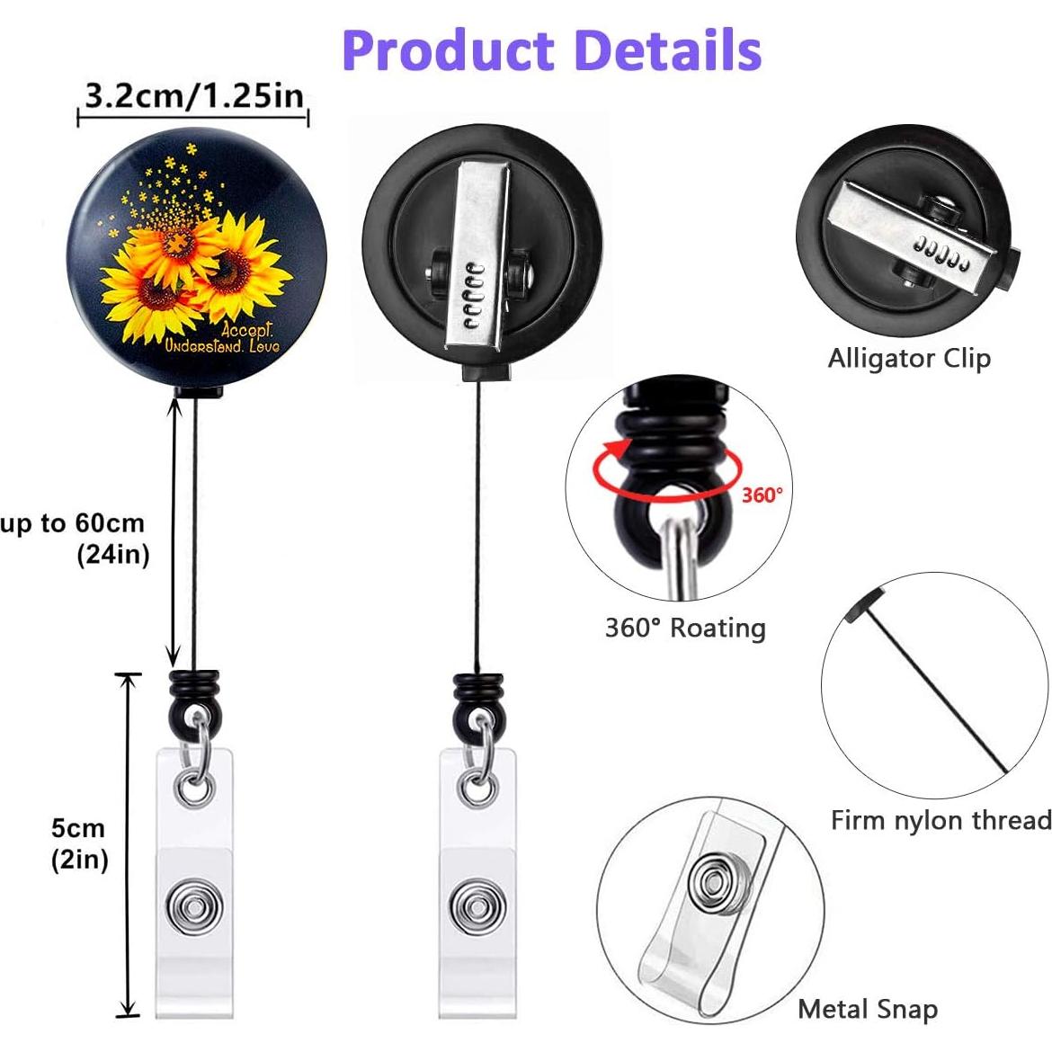 Portatarjetas Retráctiles Girasol WoEluone - 6 Pcs 60cm