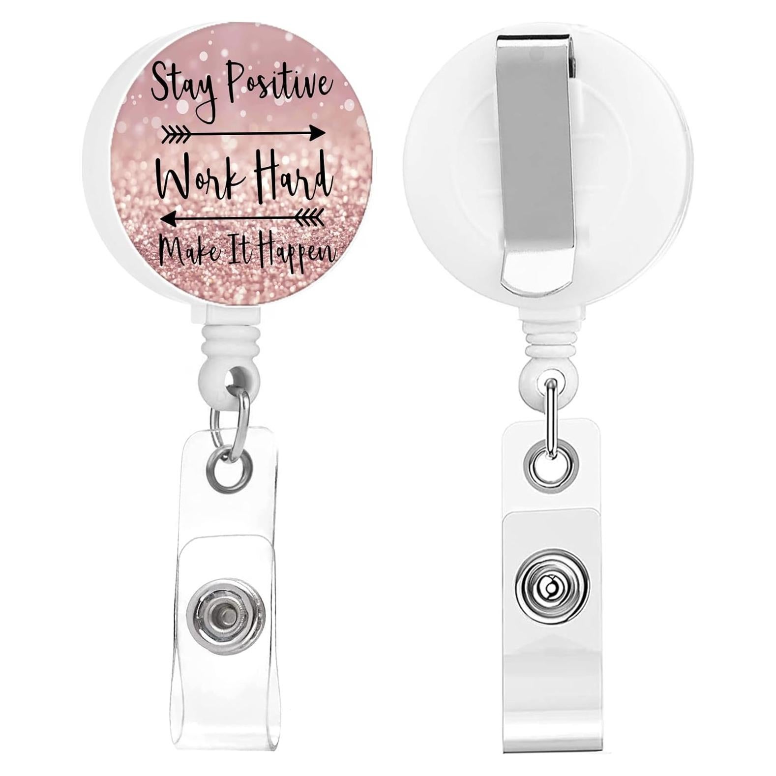 Reel Retráctil TPOAEL Rosa con Clip - Paquete de 2 para Insignias