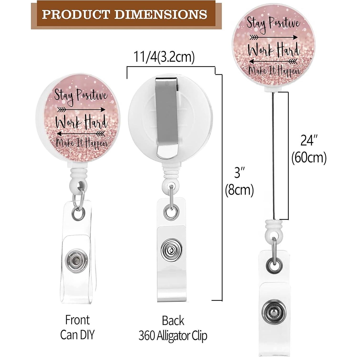 Reel Retráctil TPOAEL Rosa con Clip - Paquete de 2 para Insignias