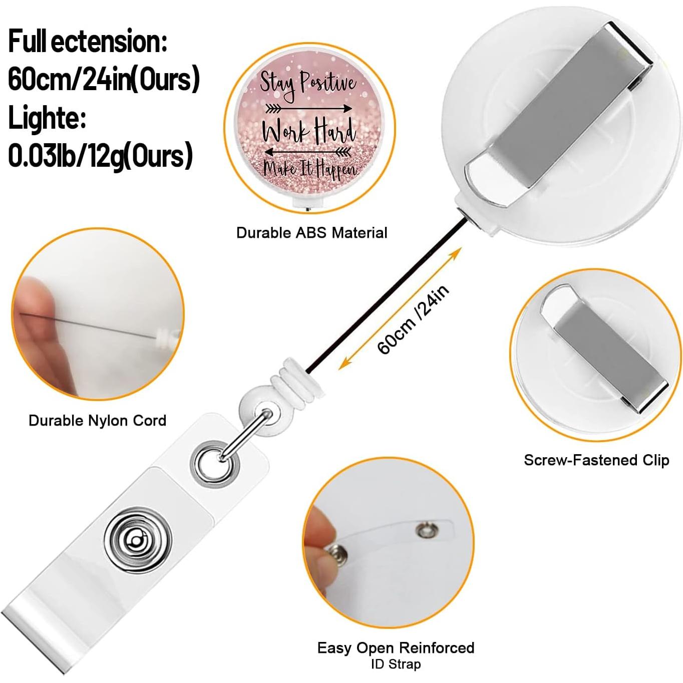 Reel Retráctil TPOAEL Rosa con Clip - Paquete de 2 para Insignias
