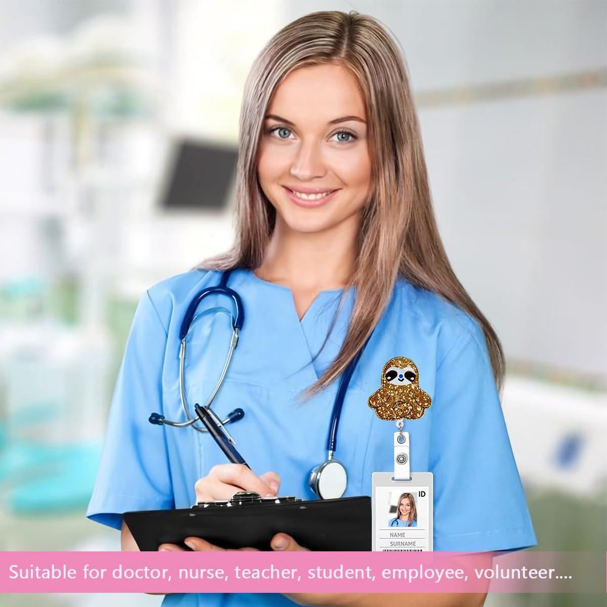 Paquete de 3 Portatarjetas Retráctiles HASFINE - Girasol, Dinosaurio y Perezoso