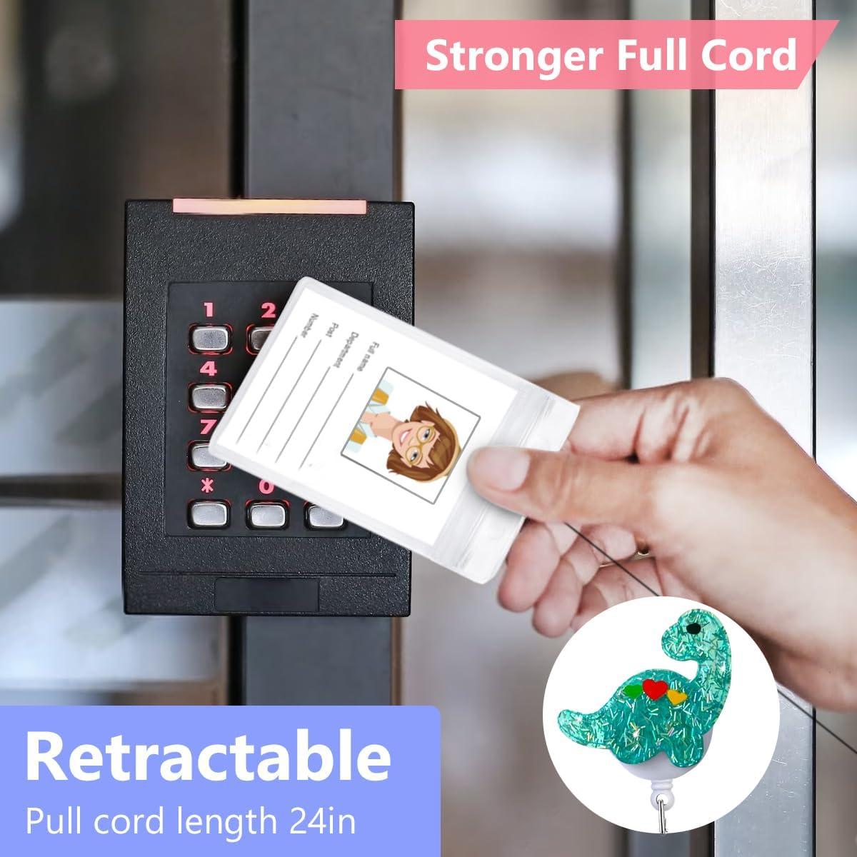 Paquete de 3 Portatarjetas Retráctiles HASFINE - Girasol, Dinosaurio y Perezoso