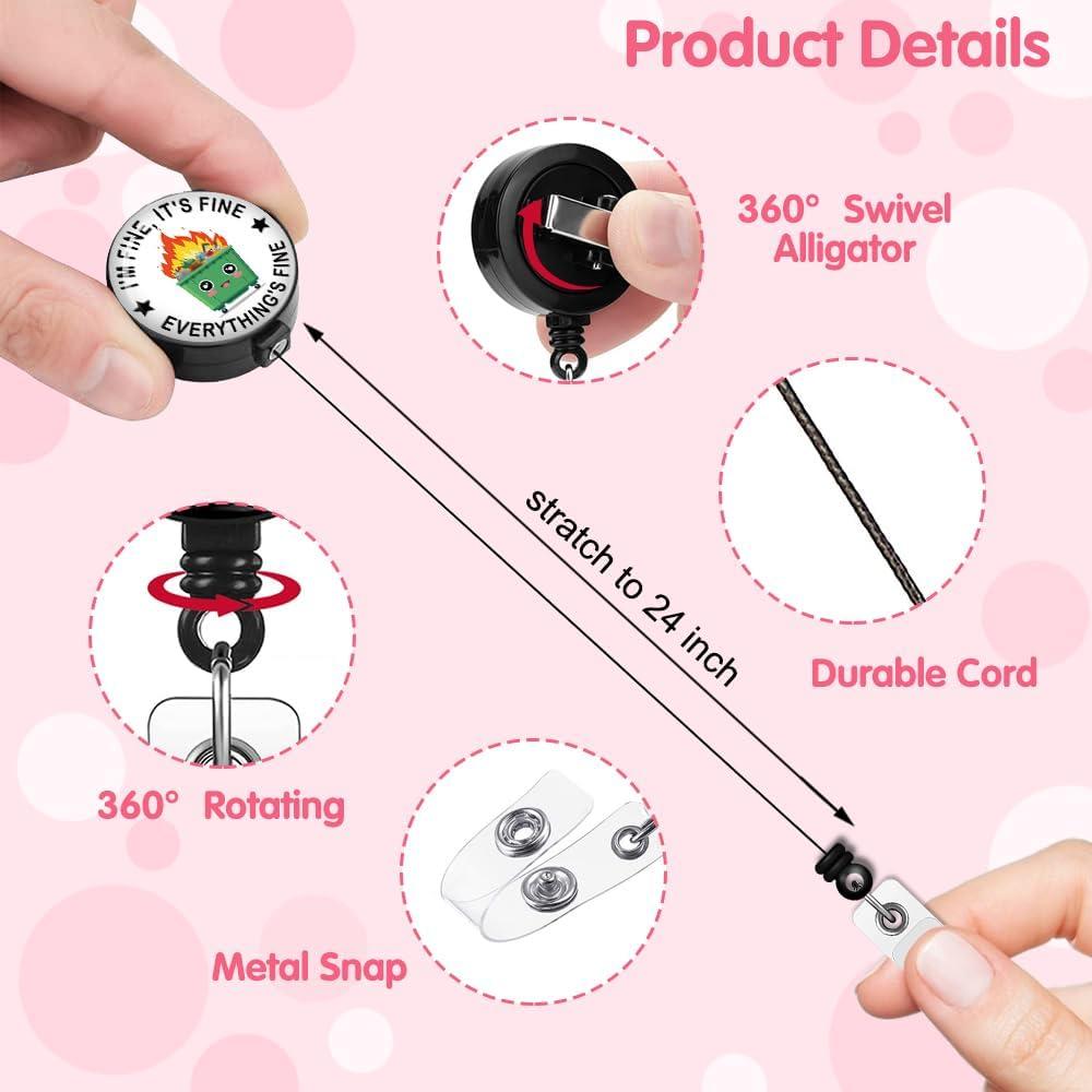 Carrete Retráctil de Insignia RZHV 8.4x3.2cm Clip Cocodrilo