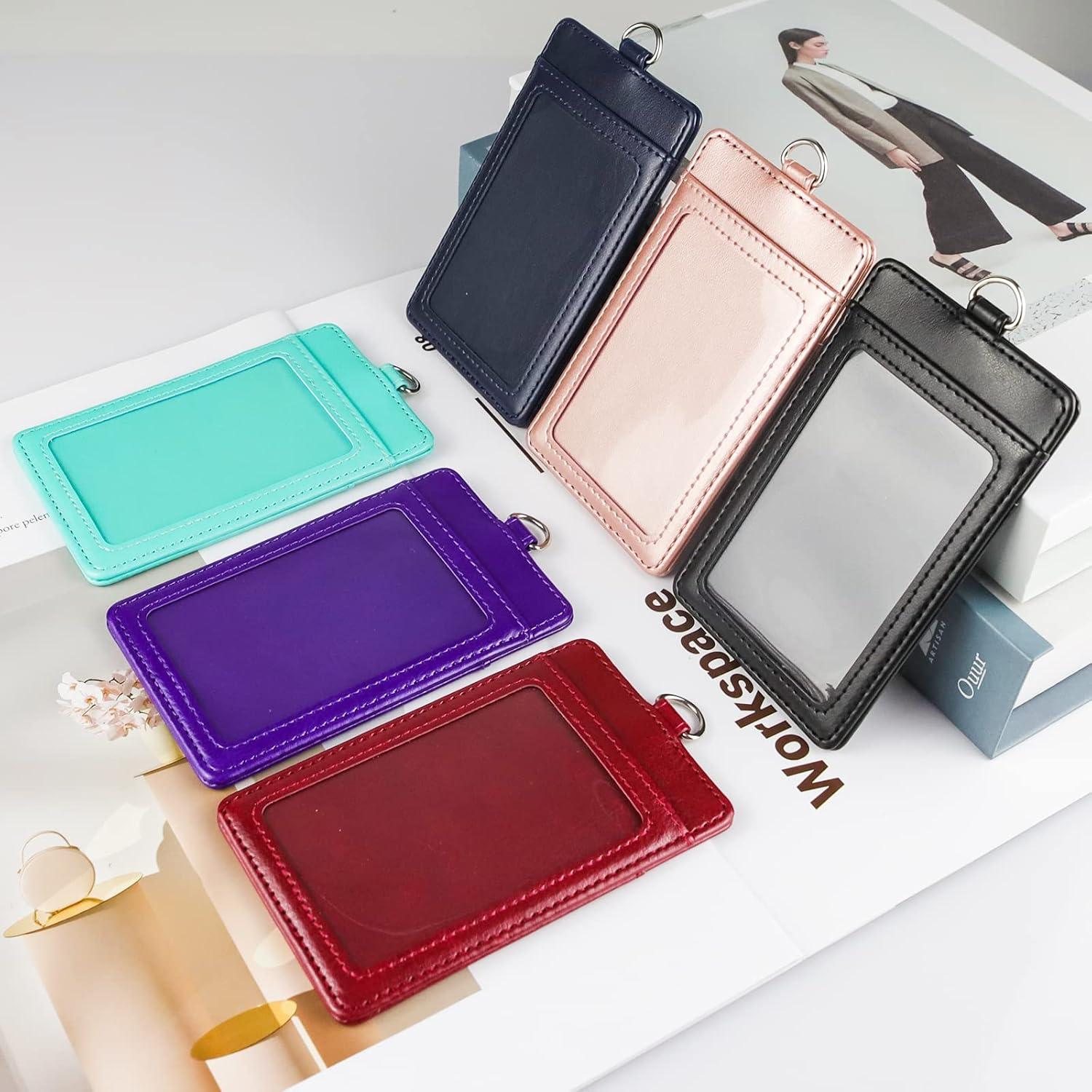 Porta Credencial de Cuero Teskyer Retráctil Negro con Carrete