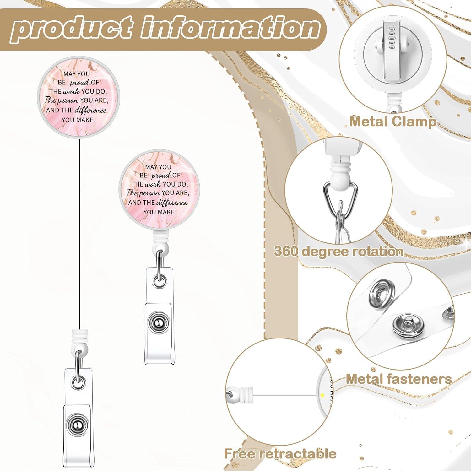 24 Sujetadores Retráctiles de Identificación Engrowtic - Mármol