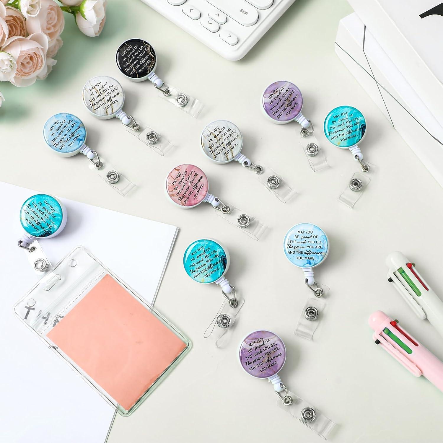 24 Sujetadores Retráctiles de Identificación Engrowtic - Mármol