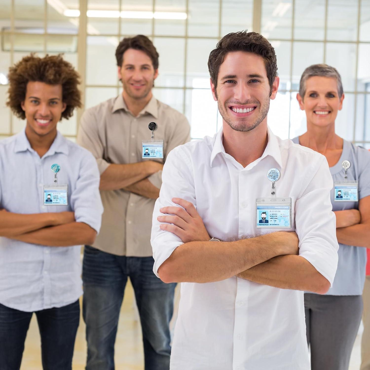 24 Sujetadores Retráctiles de Identificación Engrowtic - Mármol