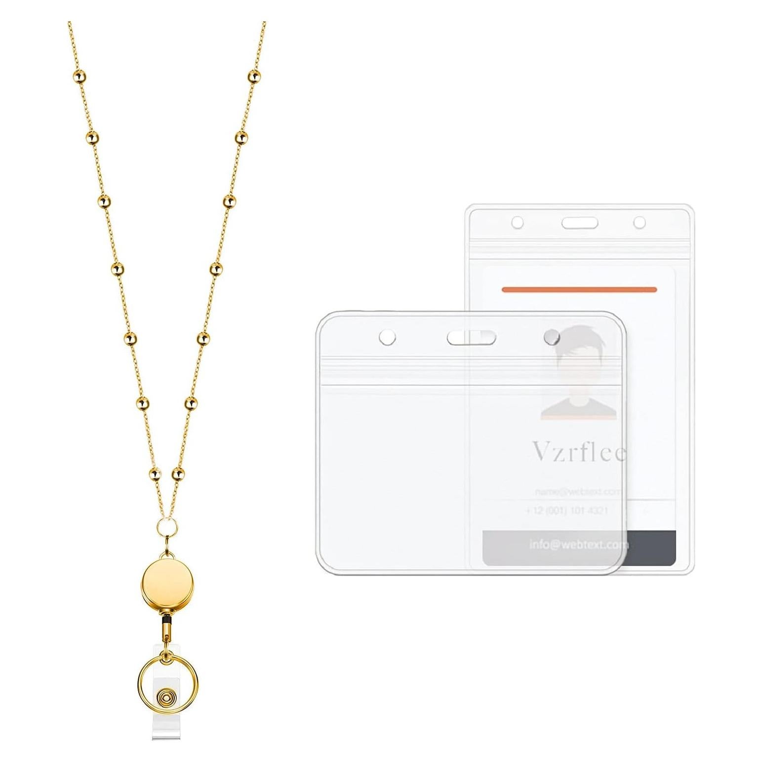 Cinta identificadora retráctil Vzrflee con 2 soportes oro